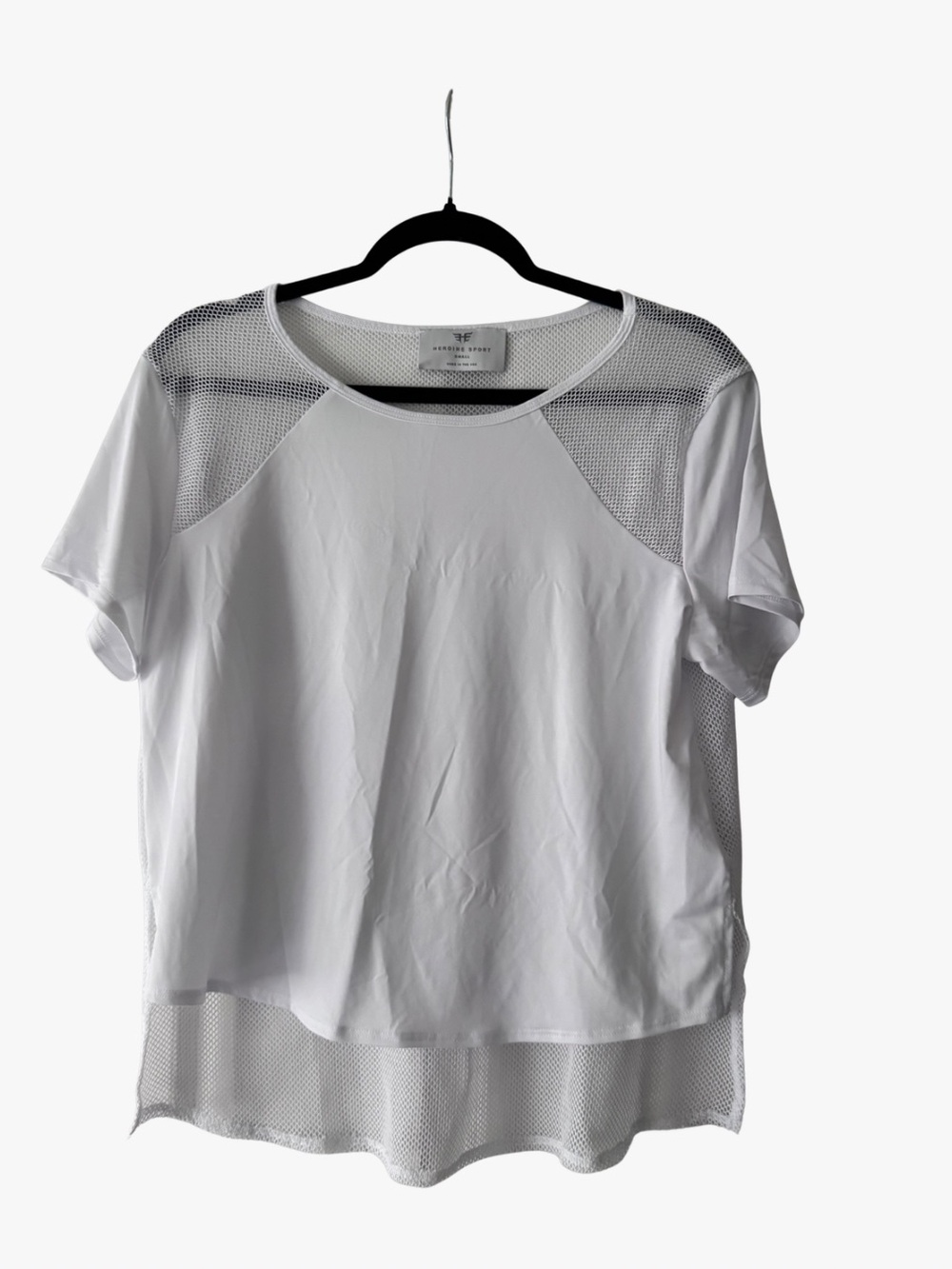 Heroine Sport White Short Sleeve Mesh Inset Tee